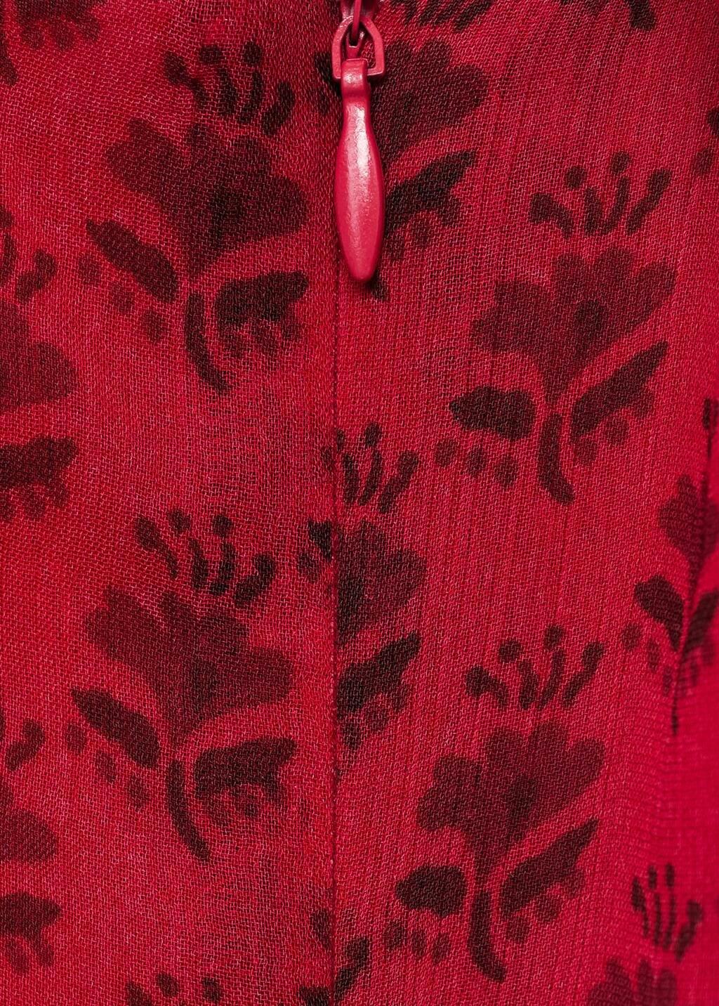 Red Floral-Print Chiffon Dress, , large image number 4