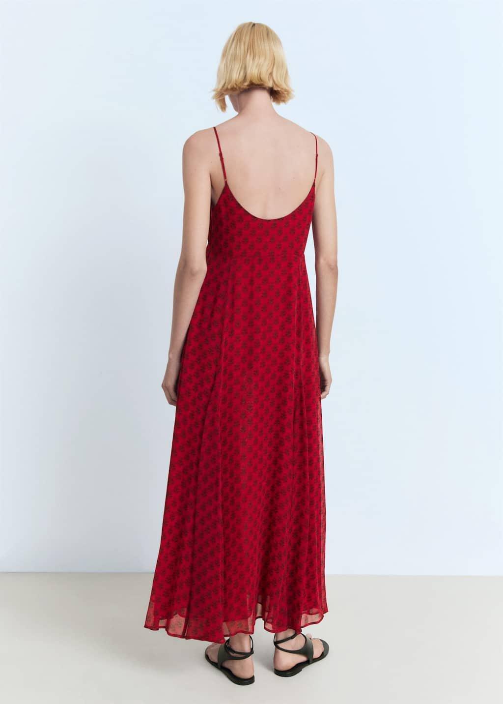 Red Floral-Print Chiffon Dress, , large image number 5