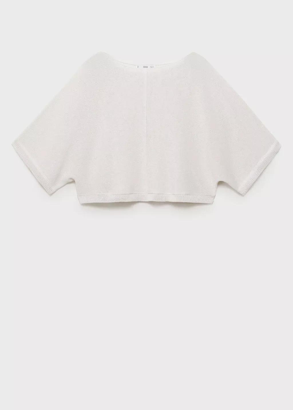 White Oversized Fine-Knit Sweater, , large image number 3