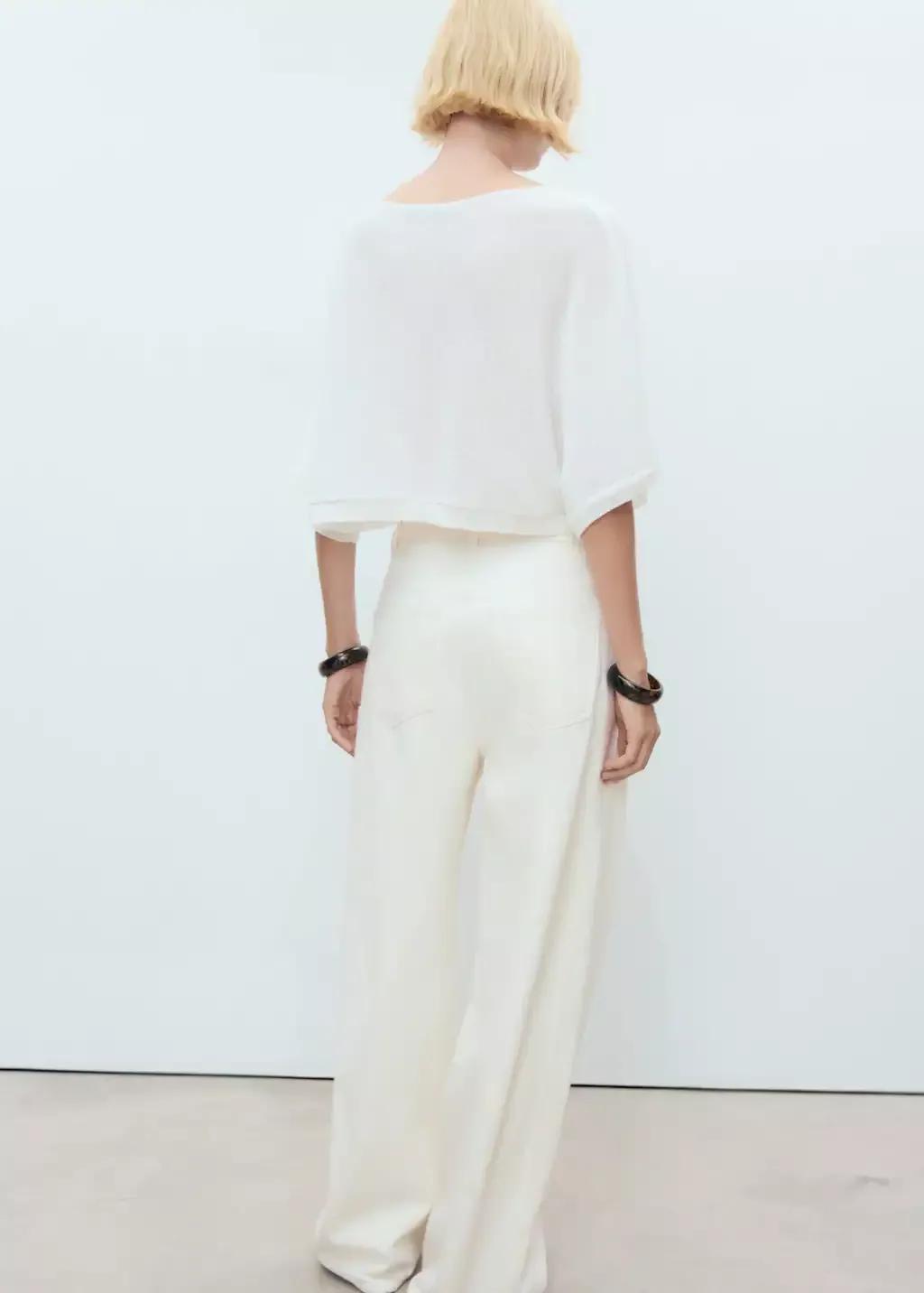 White Oversized Fine-Knit Sweater, , large image number 4