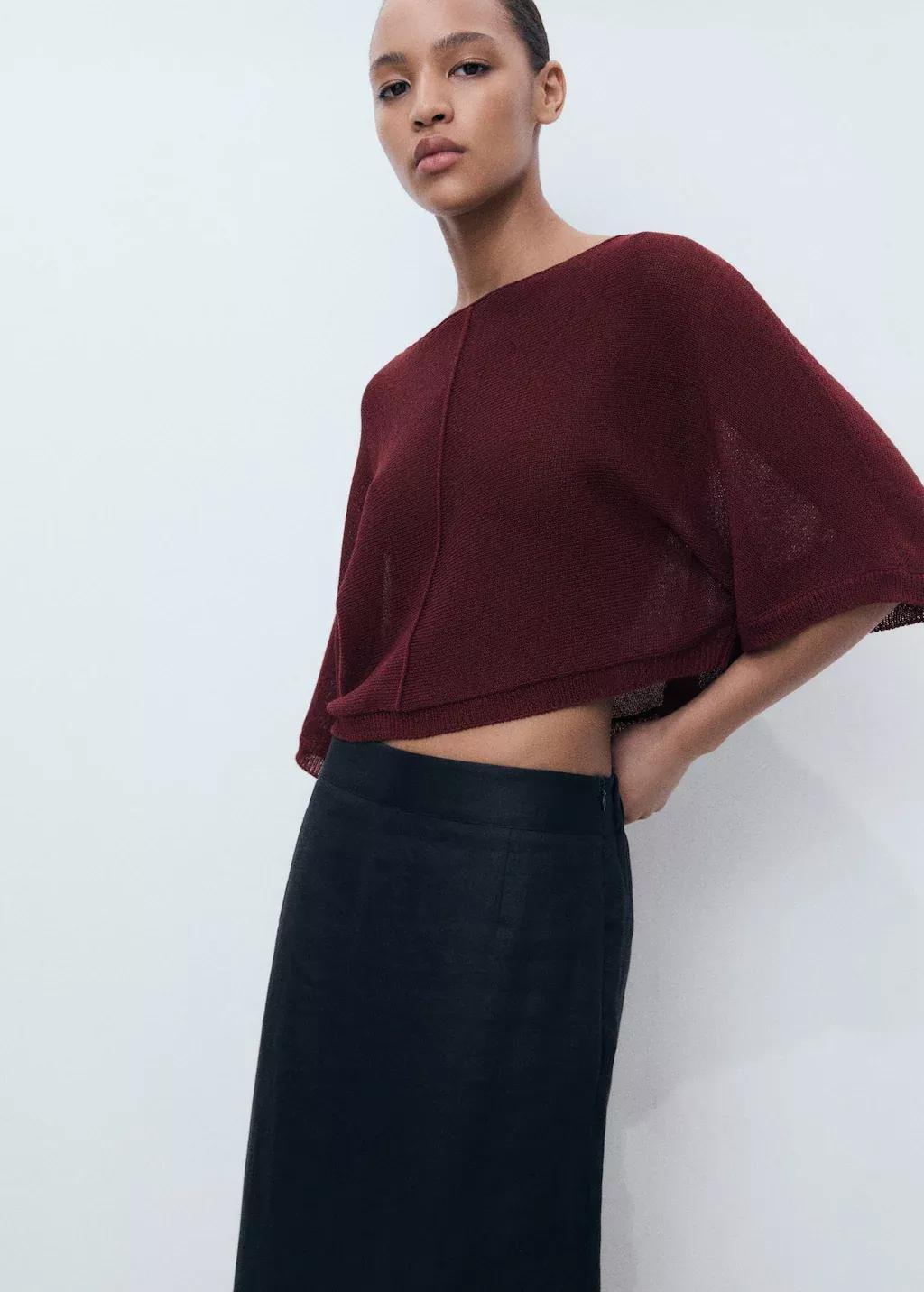 DARK RED Oversized fine-knit sweater, Dark Red, large image number 1