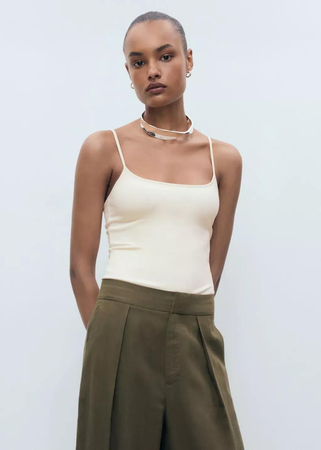 White Spaghetti Strap Top, , large image number 0