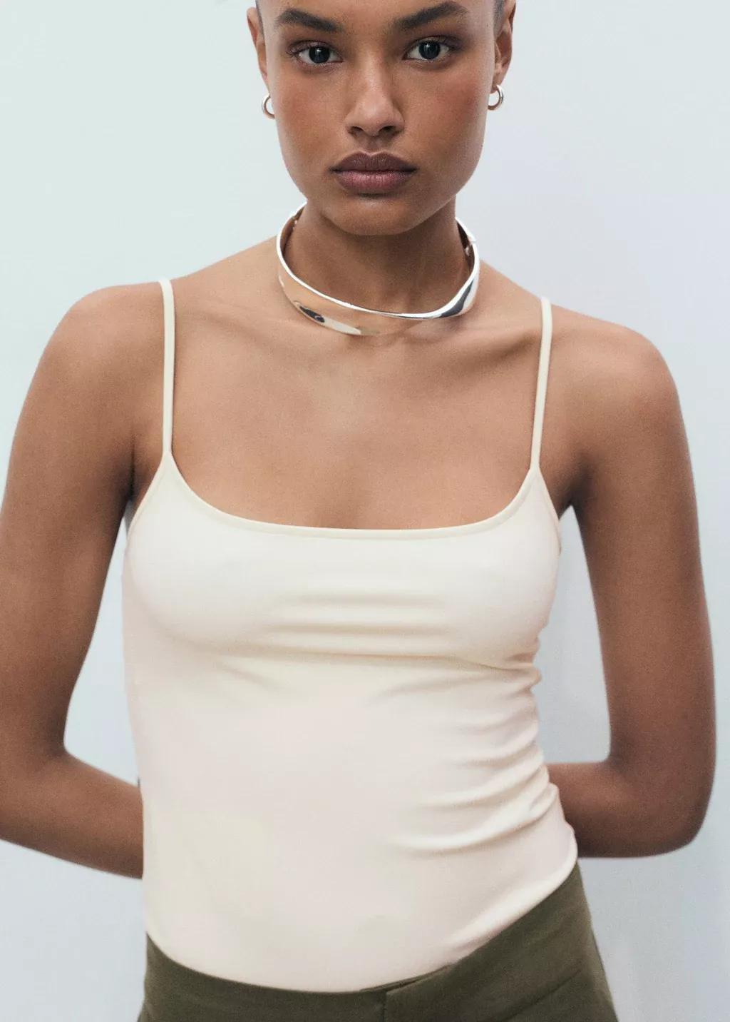 White Spaghetti Strap Top, , large image number 1