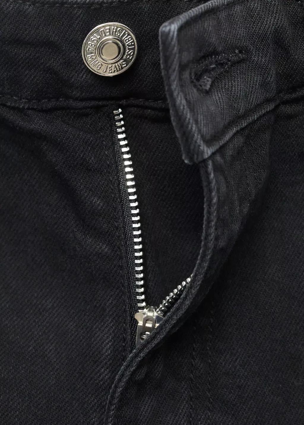 Black High-Waisted Straight-Fit Denim Shorts, Open Grey, large image number 4