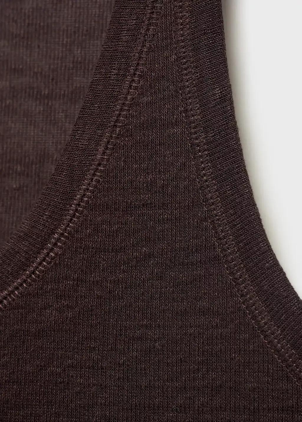 Brown Strap Linen Top, , large image number 4
