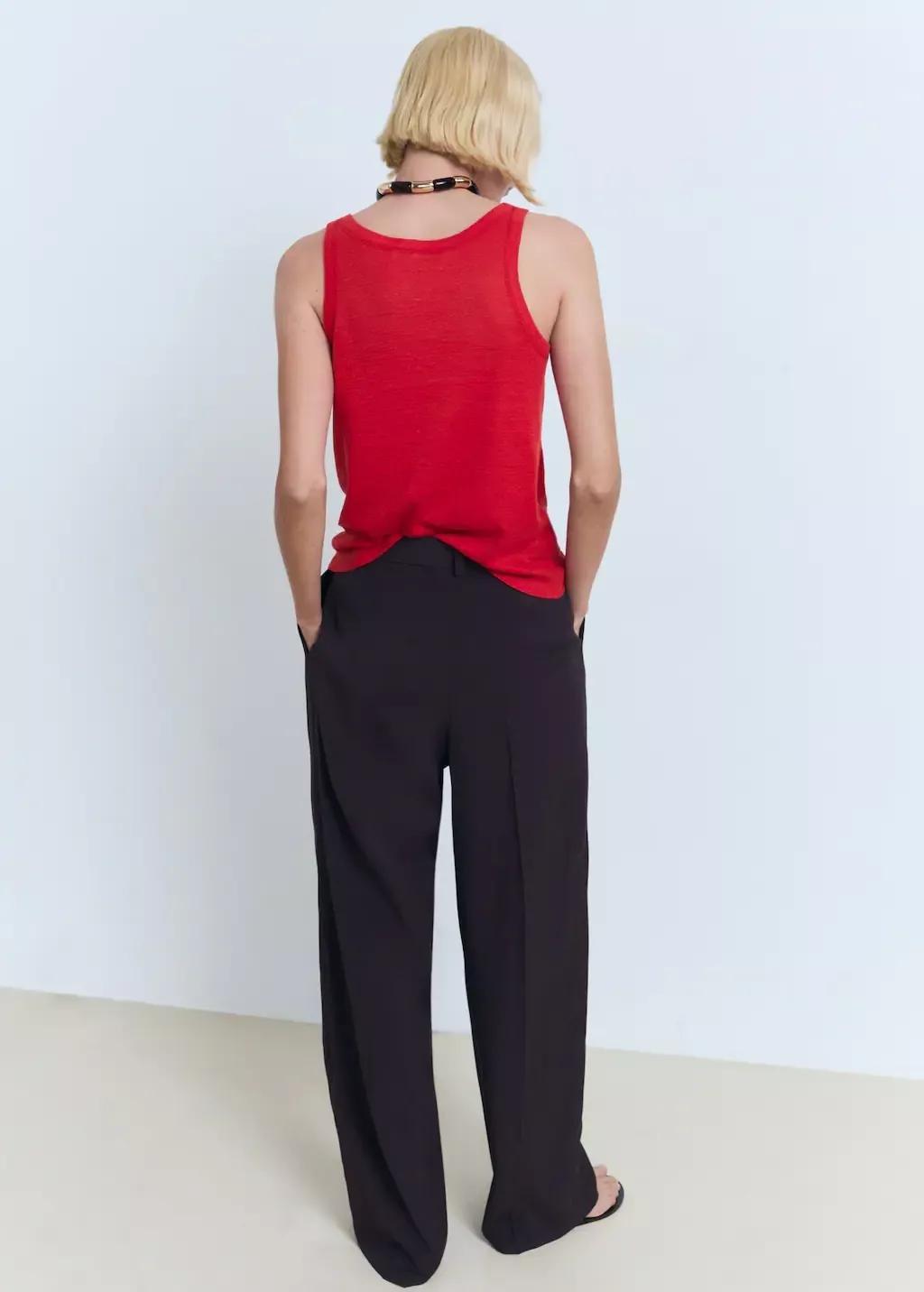 Red Strap Linen Top, , large image number 4