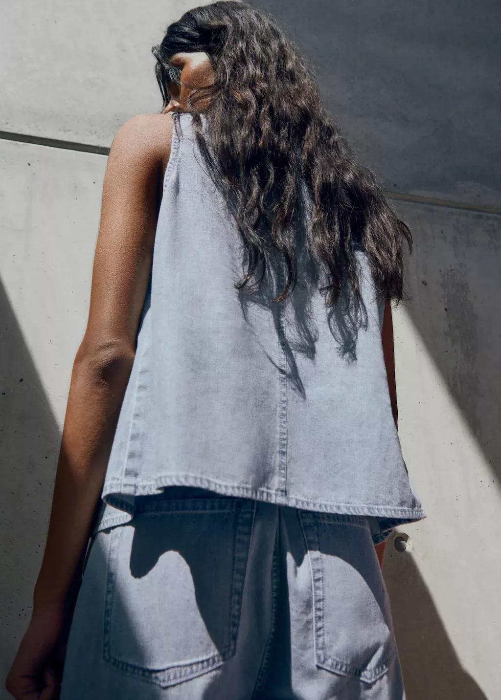 OPEN BLUE Buttoned denim gilet, , large image number 6
