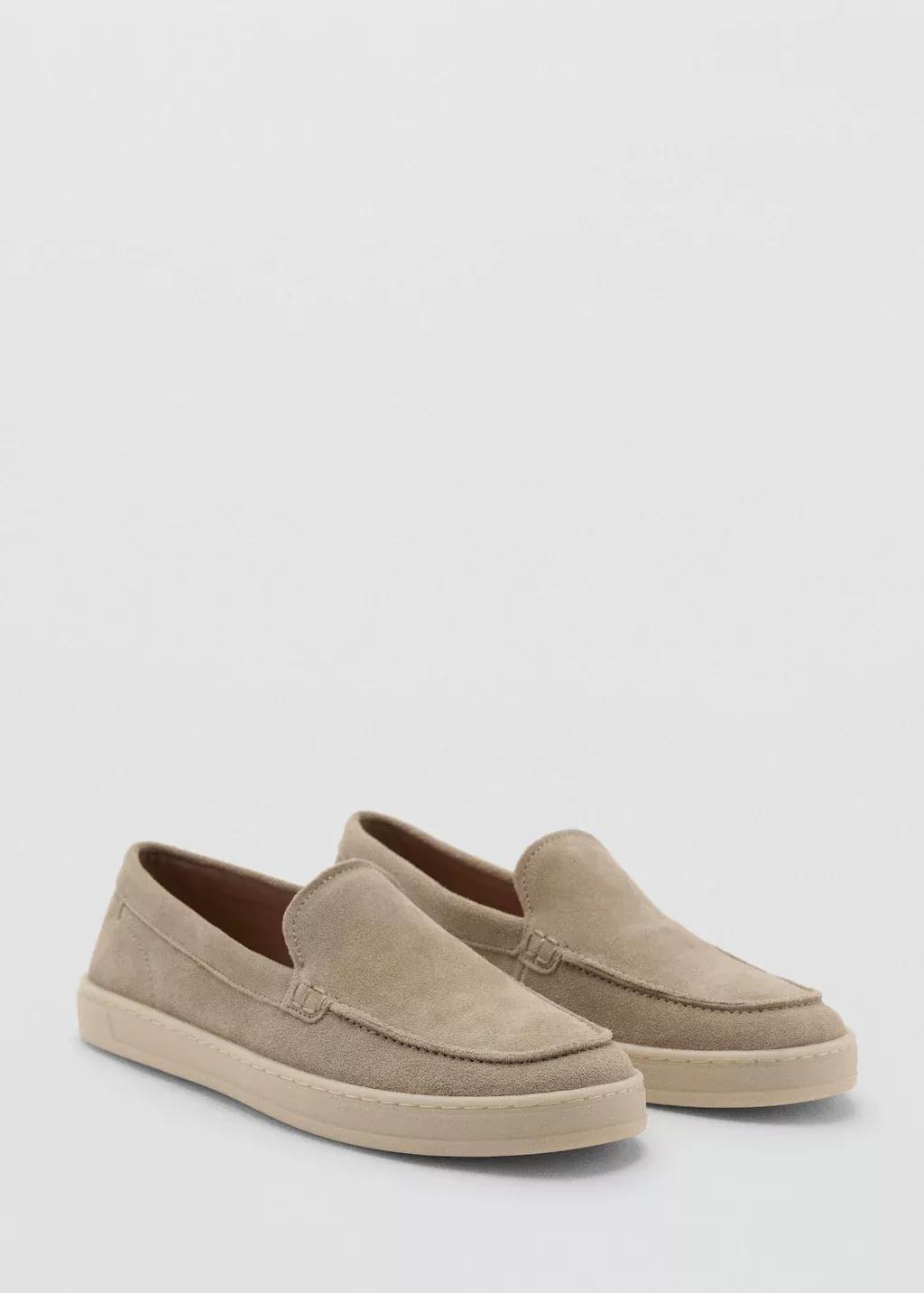 Beige Split Leather Shoes, , medium