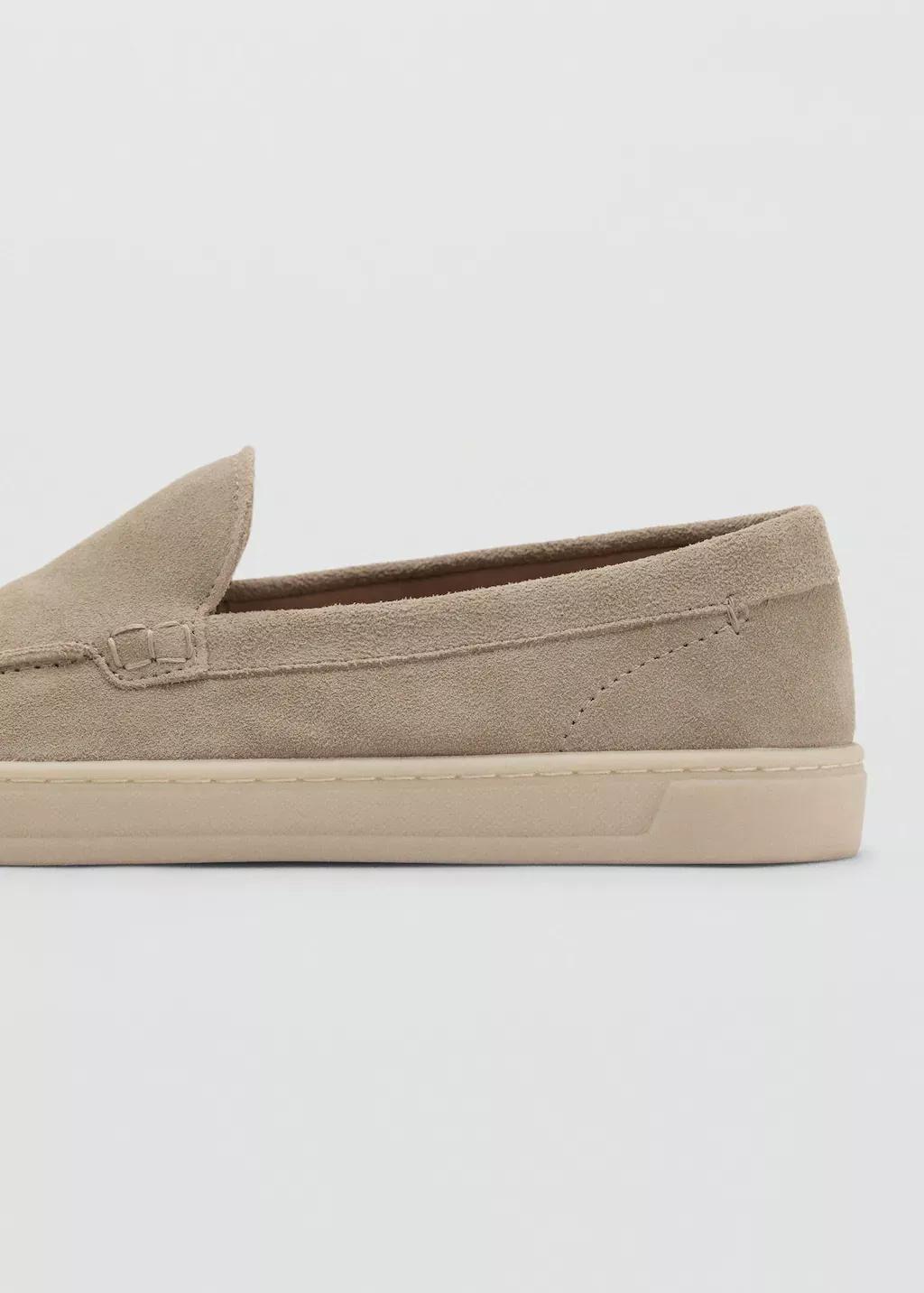 Beige Split Leather Shoes, , large image number 1