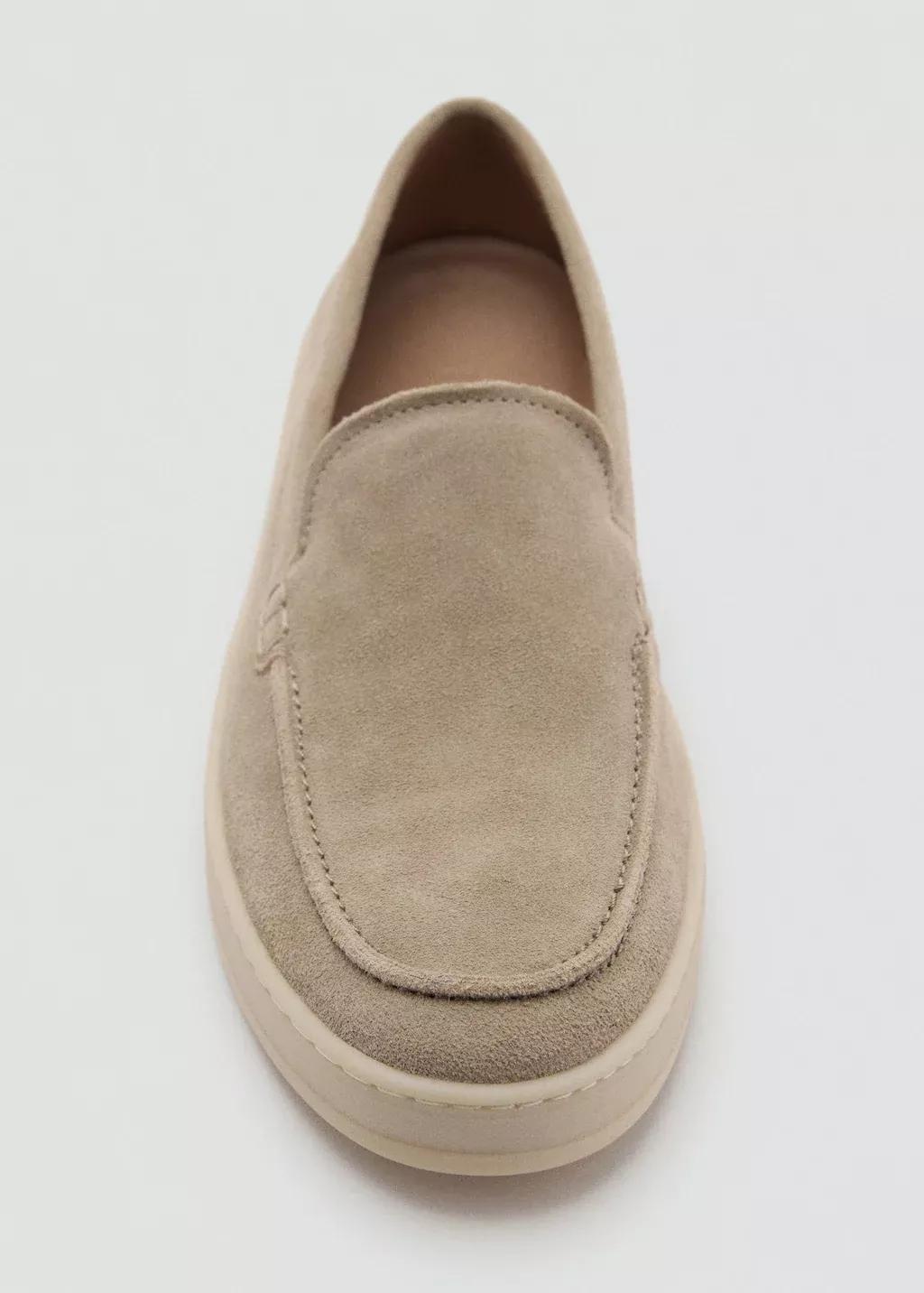Beige Split Leather Shoes, Light Pastel Brown, large image number 2