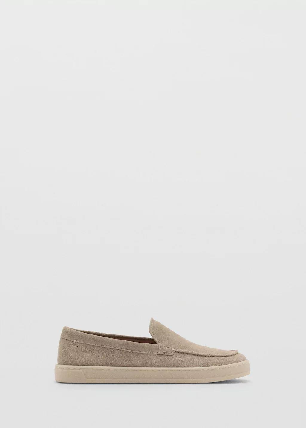 Beige Split Leather Shoes, , large image number 3