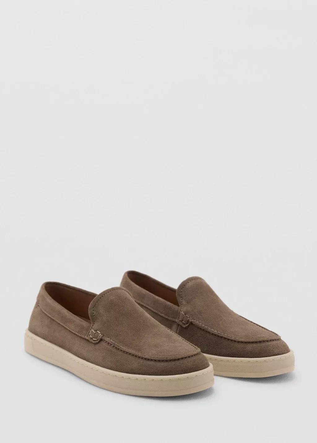 Brown Split Leather Shoes, , medium
