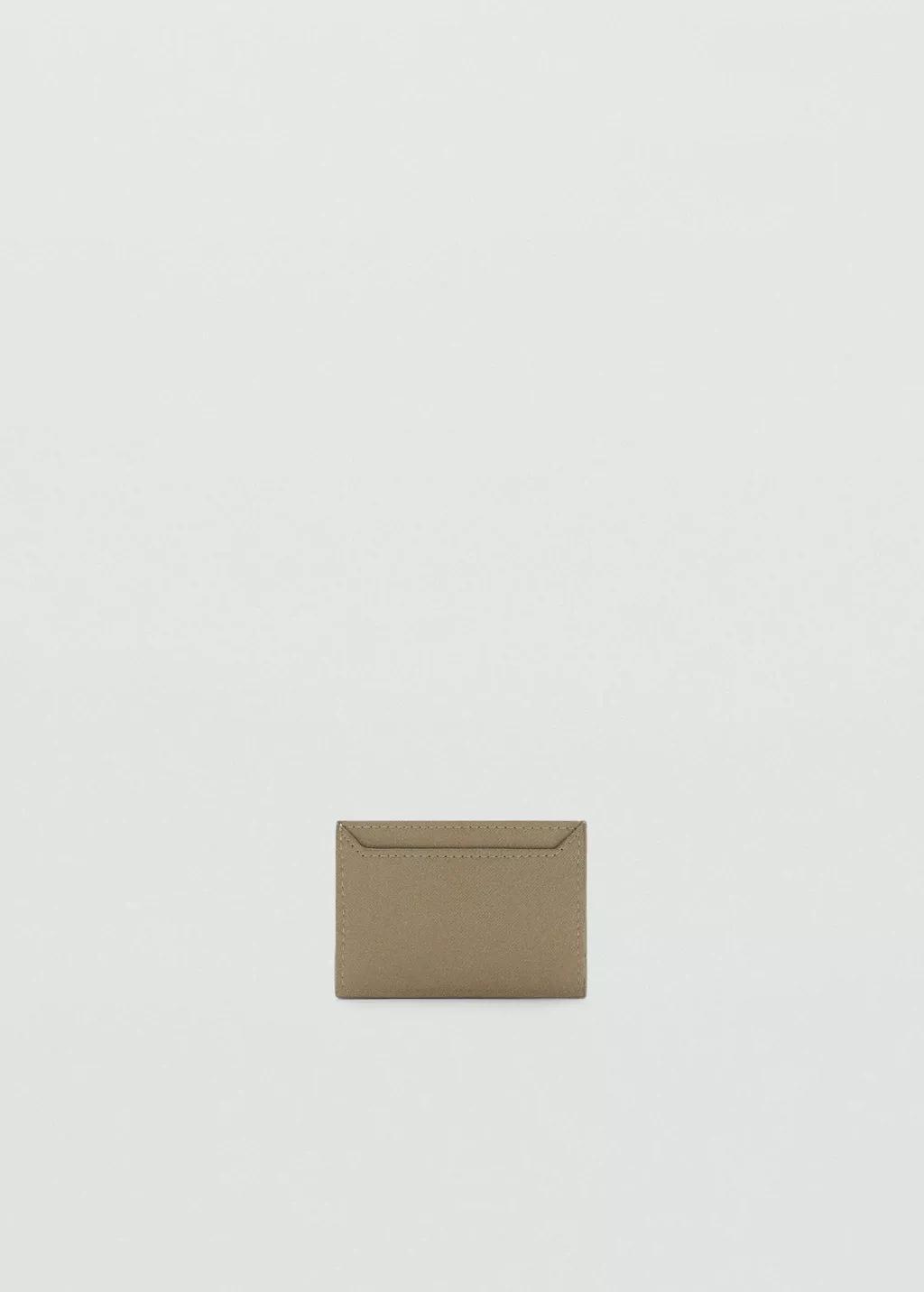 Khaki Saffiano-Effect Cardholder, , medium