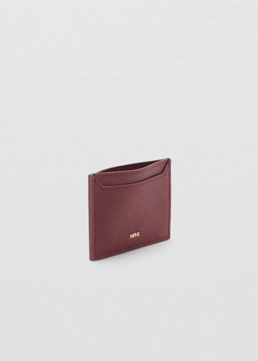 Burgundy Saffiano-Effect Cardholder, Dark Red, large image number 0