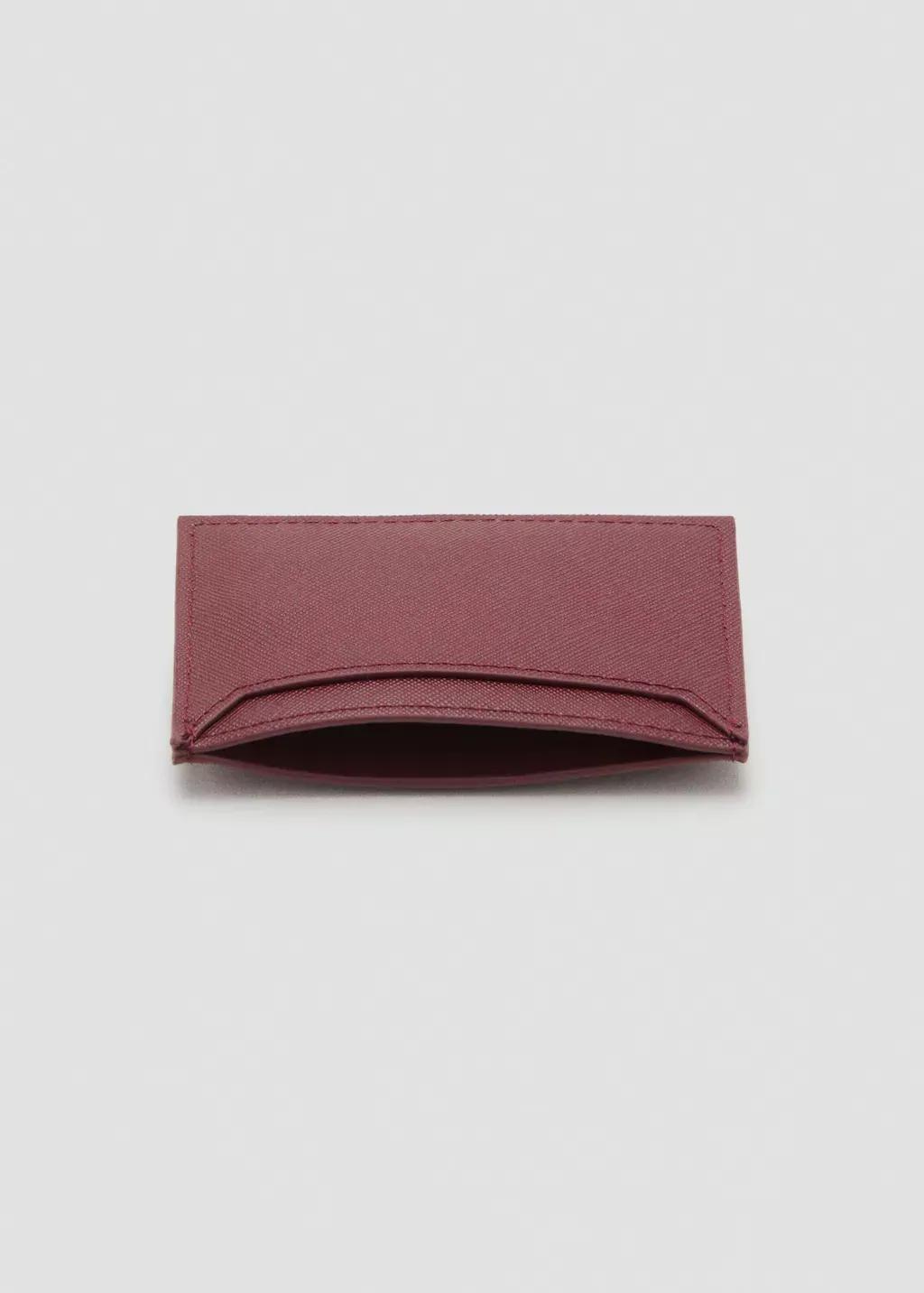 Burgundy Saffiano-Effect Cardholder, Dark Red, large image number 1