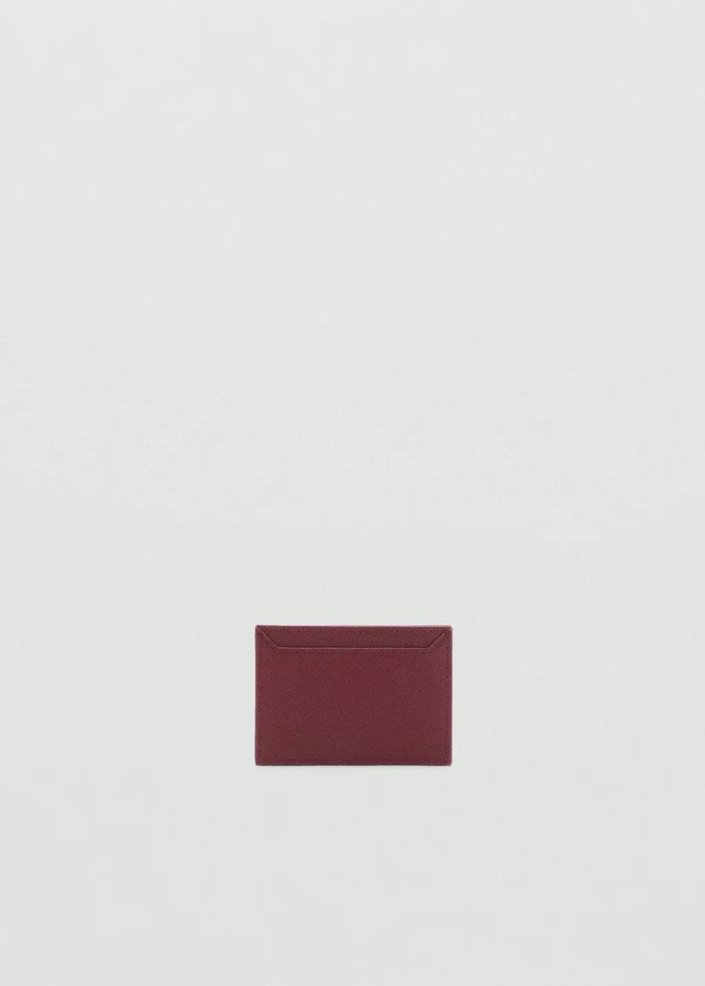 Burgundy Saffiano-Effect Cardholder, Dark Red, large image number 2
