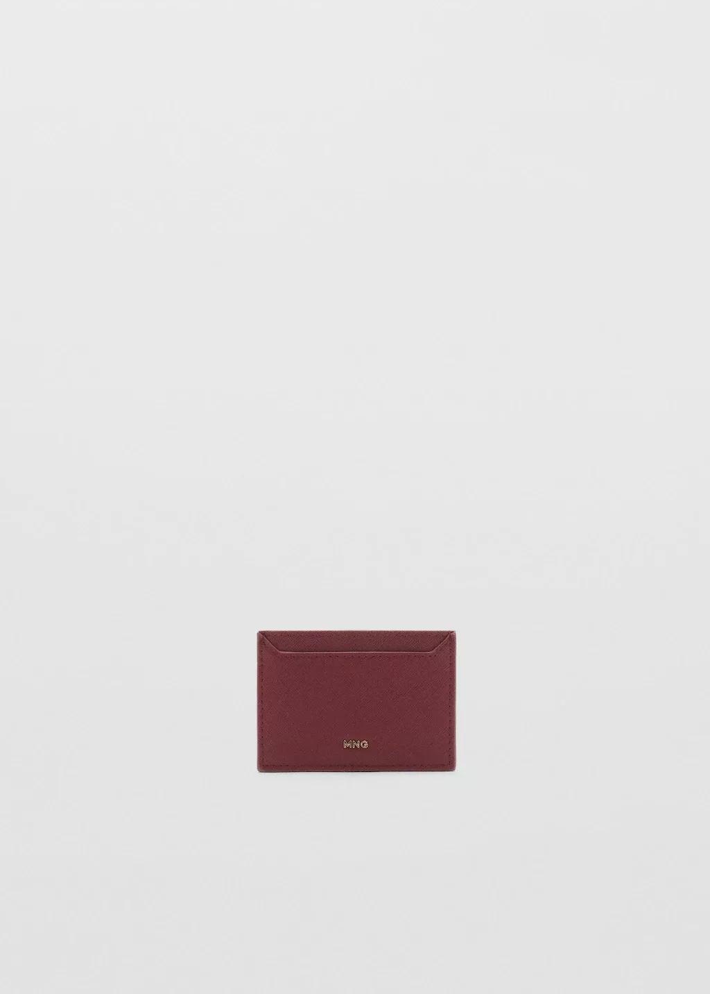 Burgundy Saffiano-Effect Cardholder, Dark Red, large image number 3