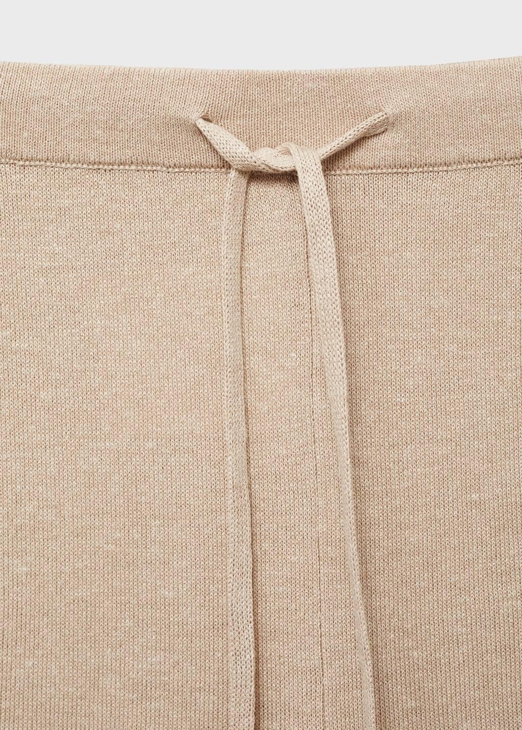 Beige Straight Knitted Trousers, , large image number 7