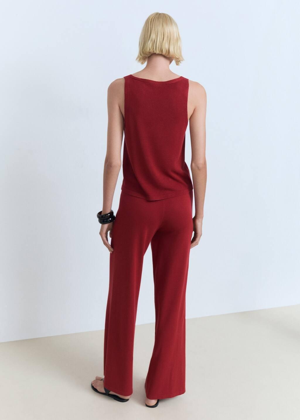 Red Straight Knitted Trousers, , large image number 5