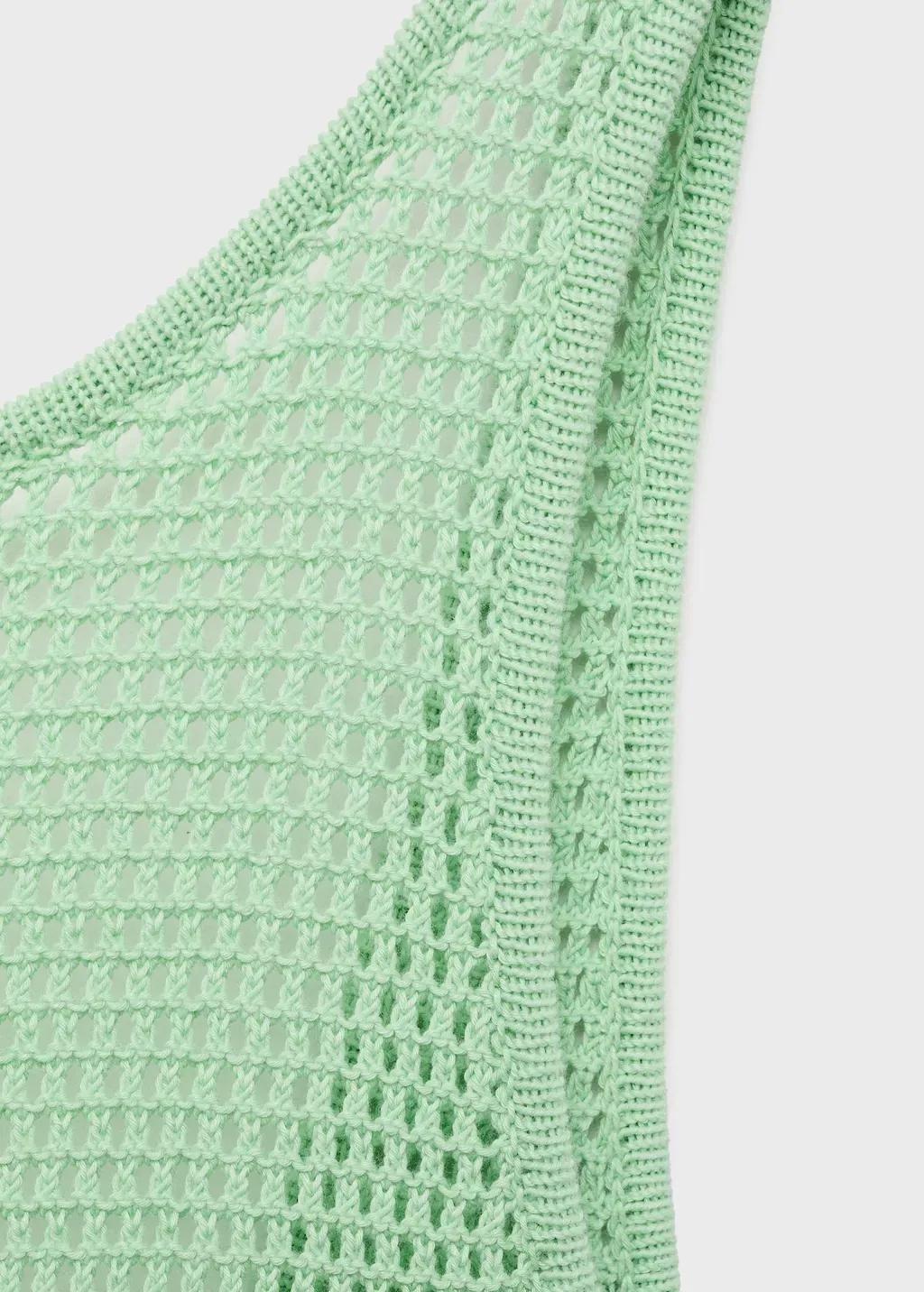 GREEN Long two-tone crochet dress, , large image number 2