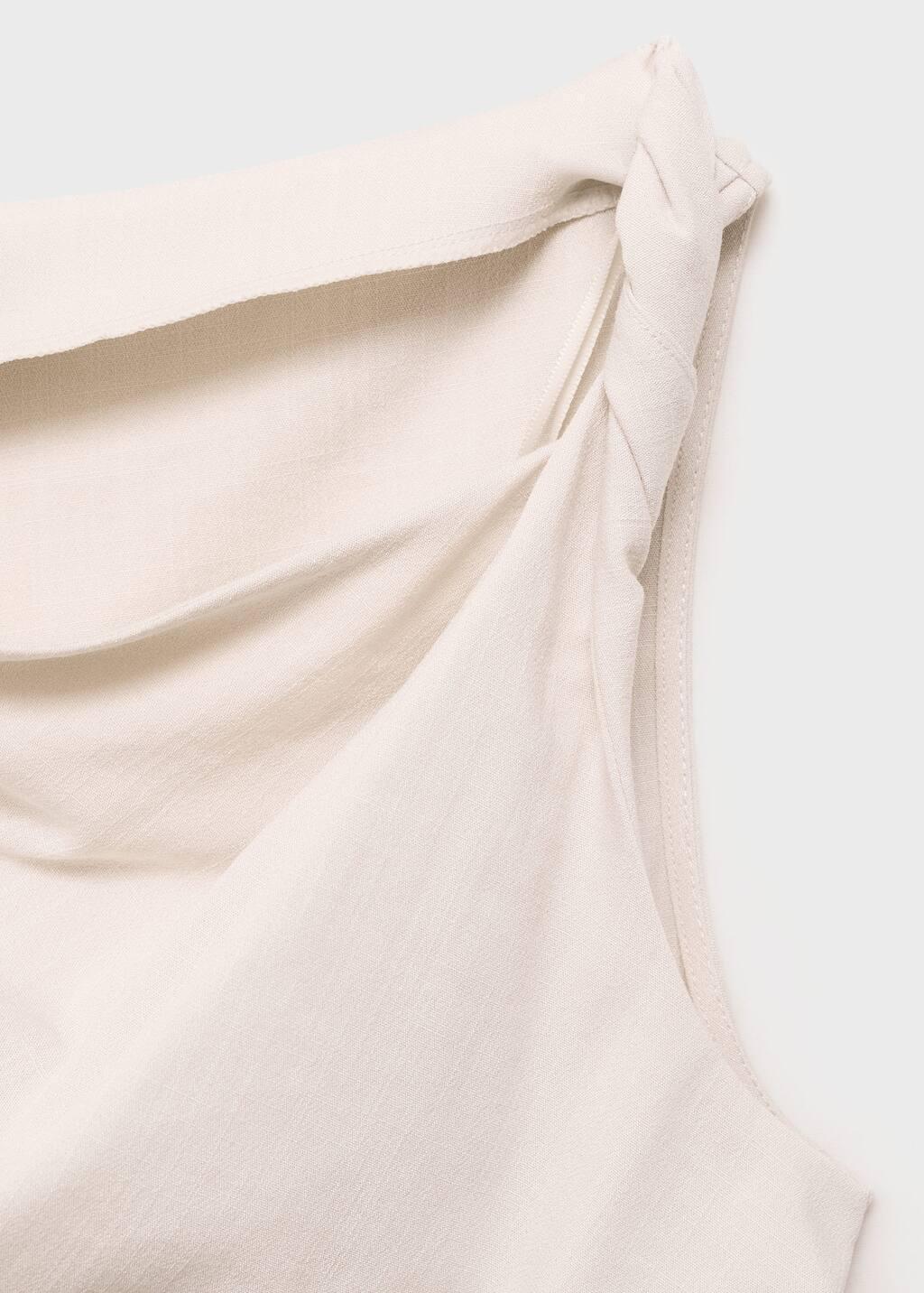 Cream Asymmetrical Draped Top With Straps, , large image number 2