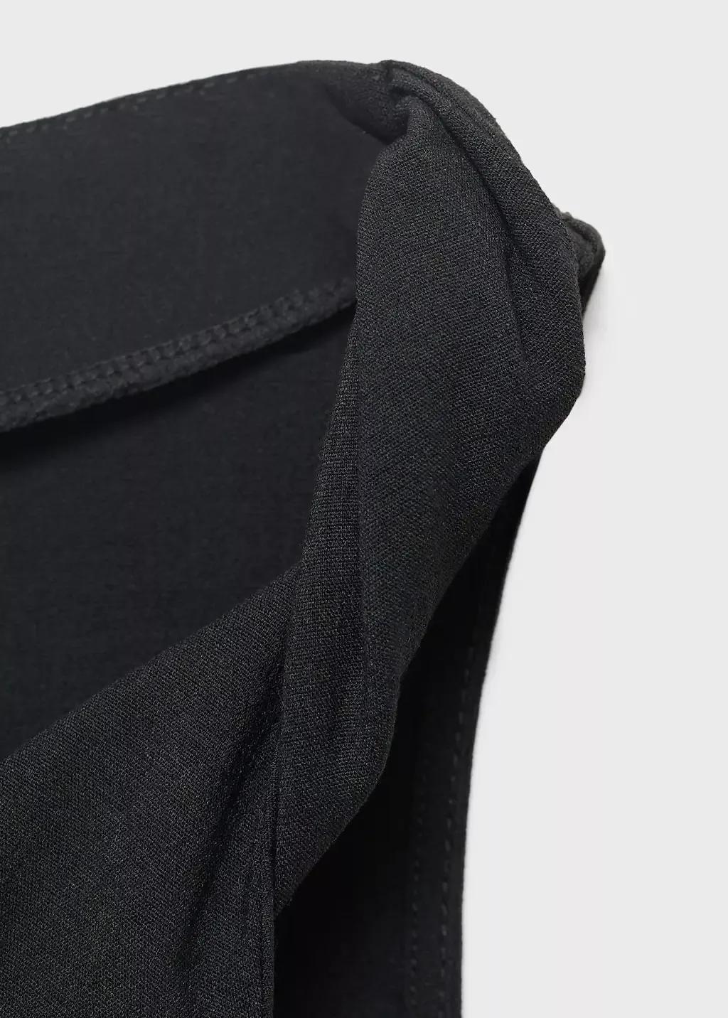 Black Asymmetrical Draped Top With Straps, Black, large image number 4