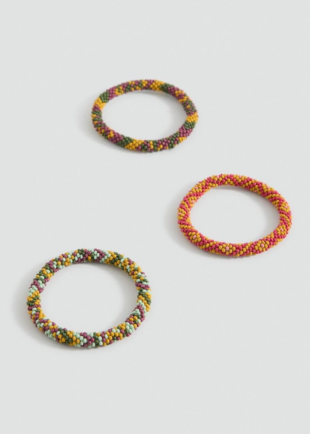 Multicolour Beaded Bracelets, Set Of 3, Kids Girls, , medium
