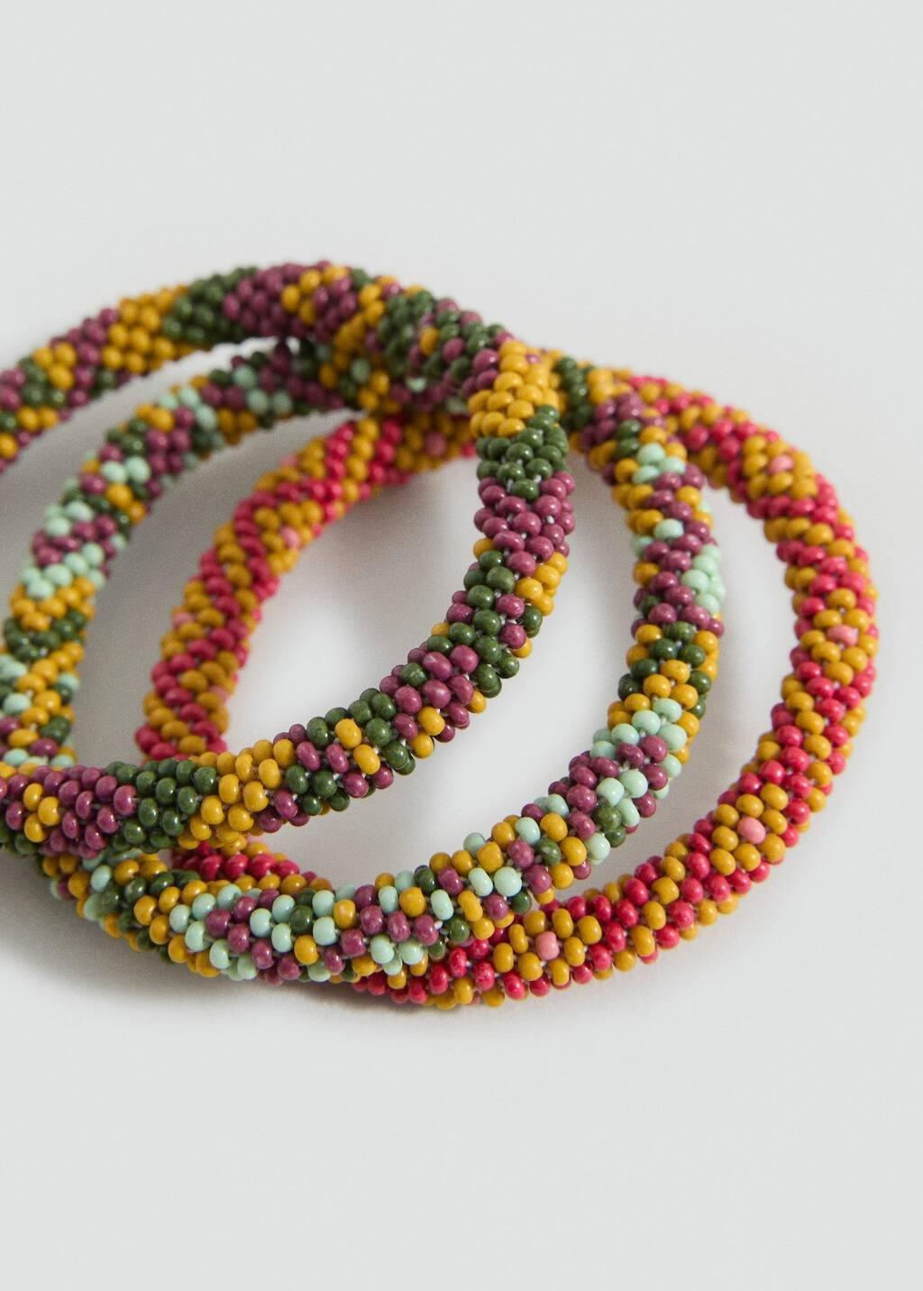 Multicolour Beaded Bracelets, Set Of 3, Kids Girls, Dark Red, large image number 1