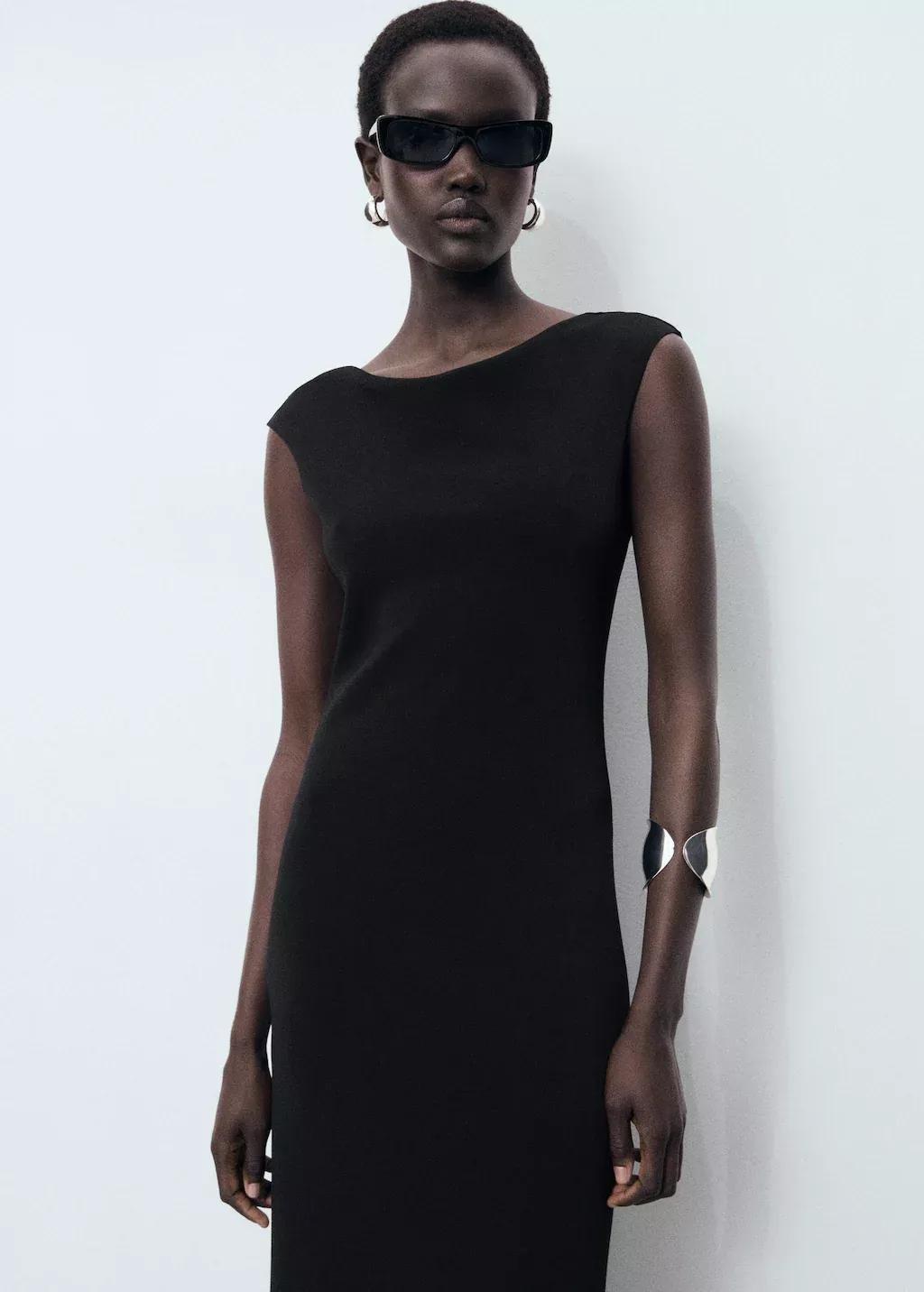 BLACK Open back dress, 0201_99, large image number 0