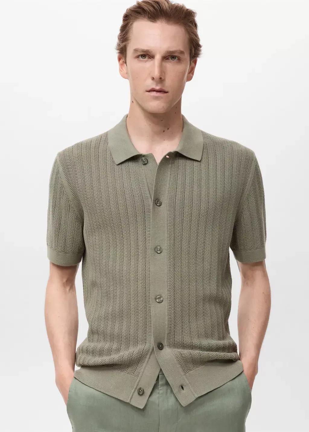 Khaki Cotton Shirt Structure, , large image number 0