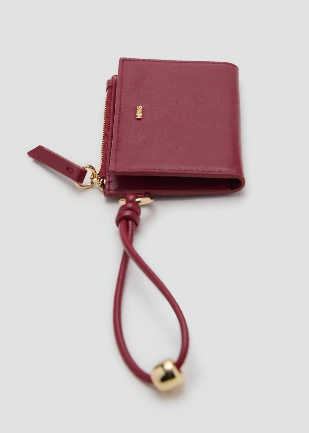 Red Charm Wallet With Flap, Dark Red, large image number 0