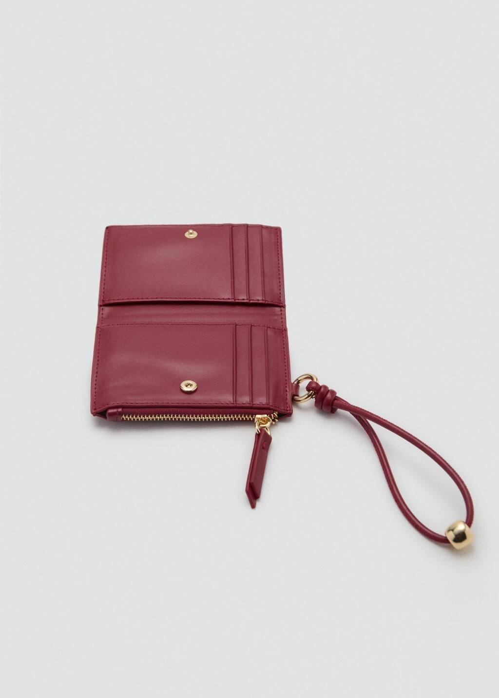 Red Charm Wallet With Flap, Dark Red, large image number 1