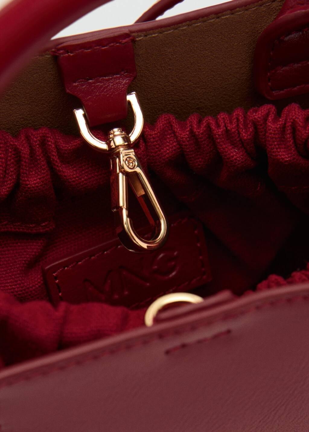 DARK RED Mini shopper bag with metallic detail, Dark Red, large image number 1