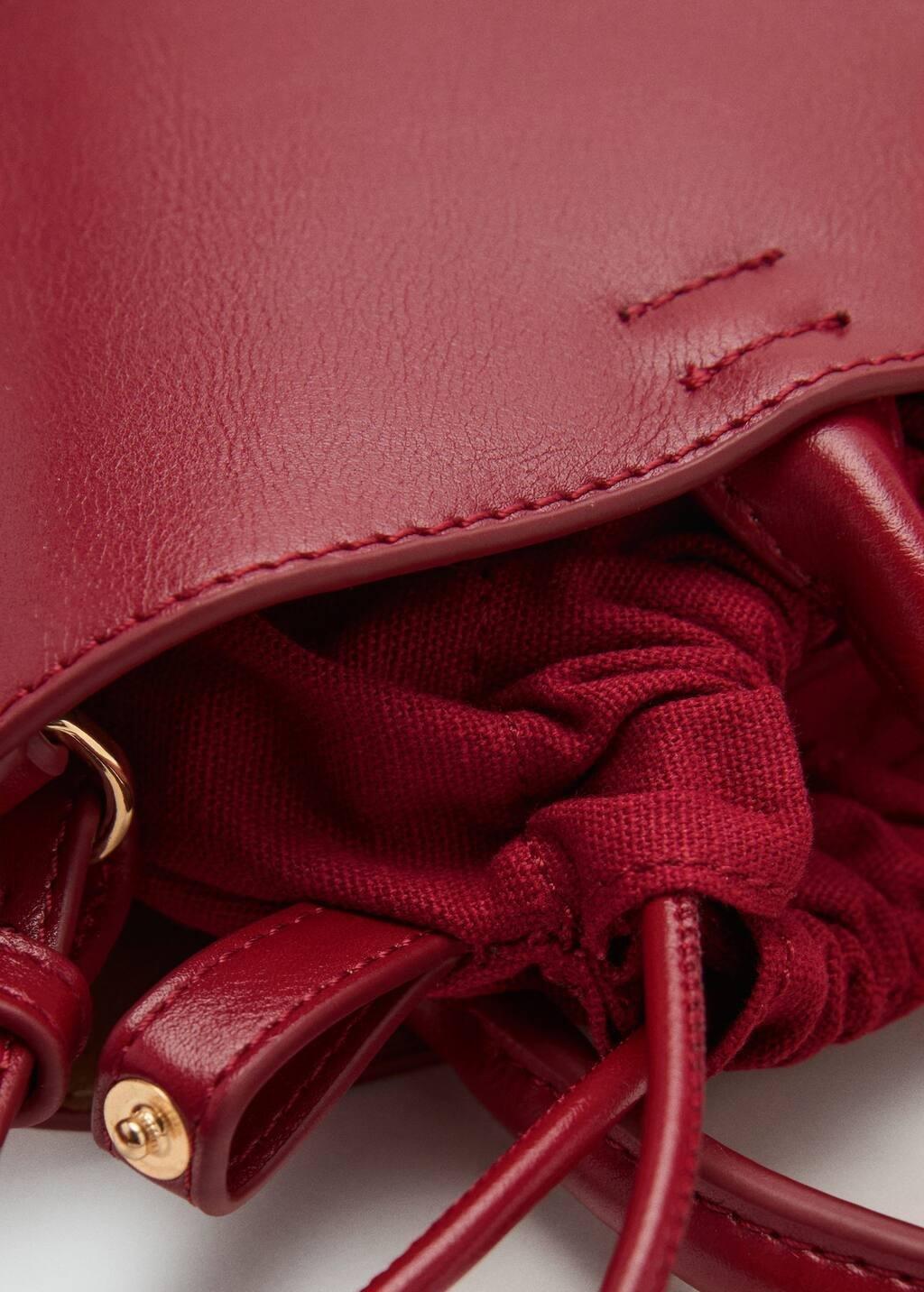 DARK RED Mini shopper bag with metallic detail, Dark Red, large image number 4