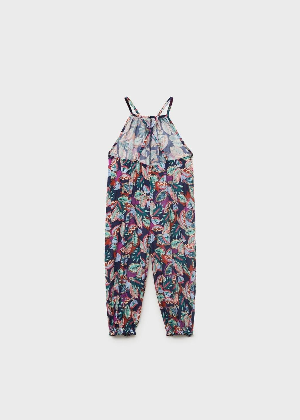 Navy Floral Print Jumpsuit, Kids Girls, , large image number 2