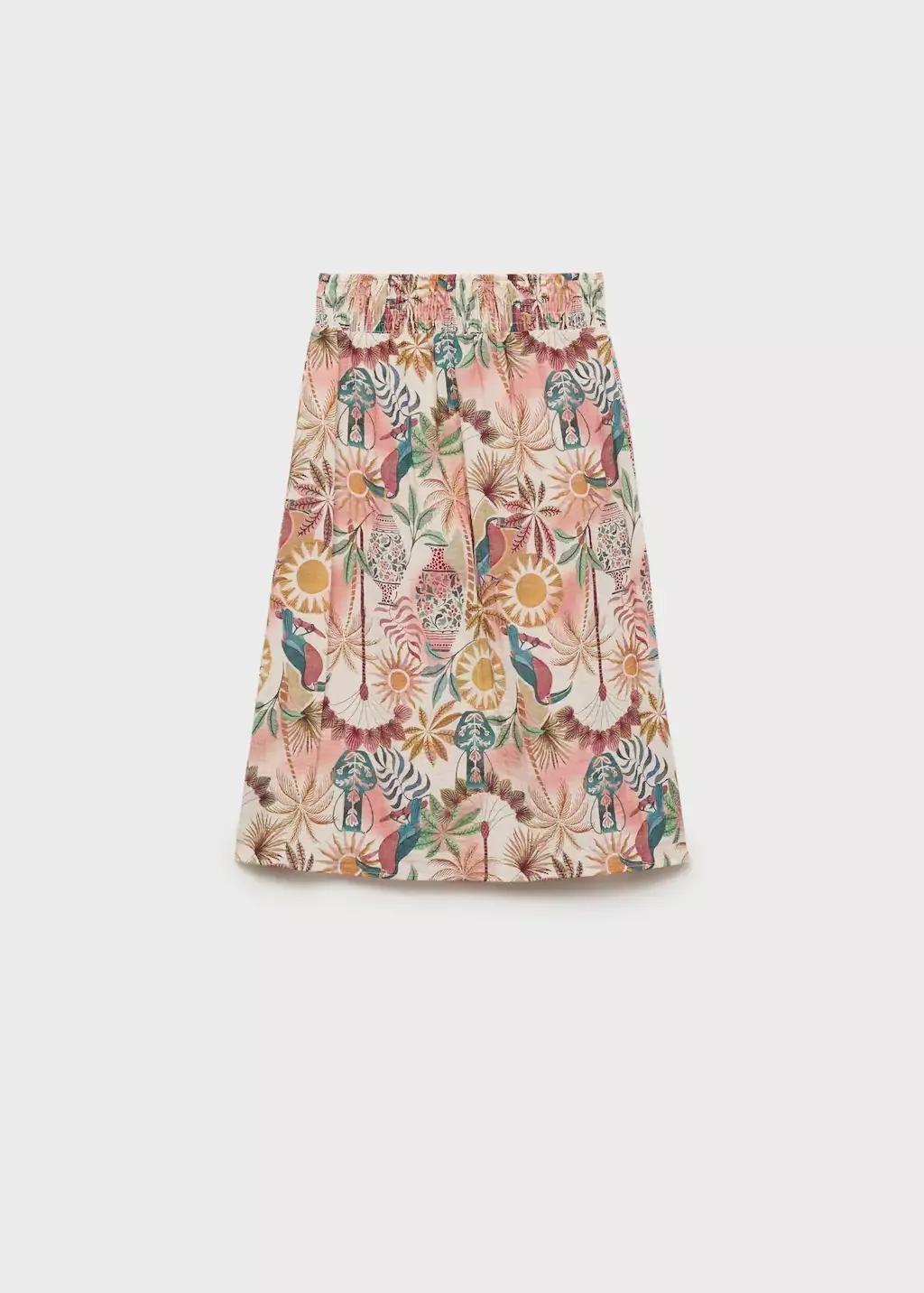 Pink Printed Long Skirt, , large image number 0