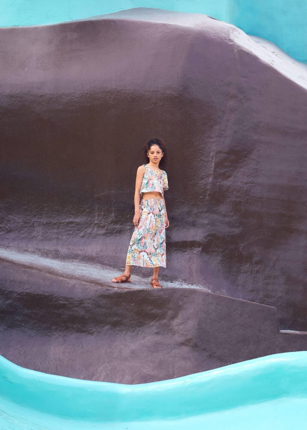 Pink Printed Long Skirt, , large image number 2
