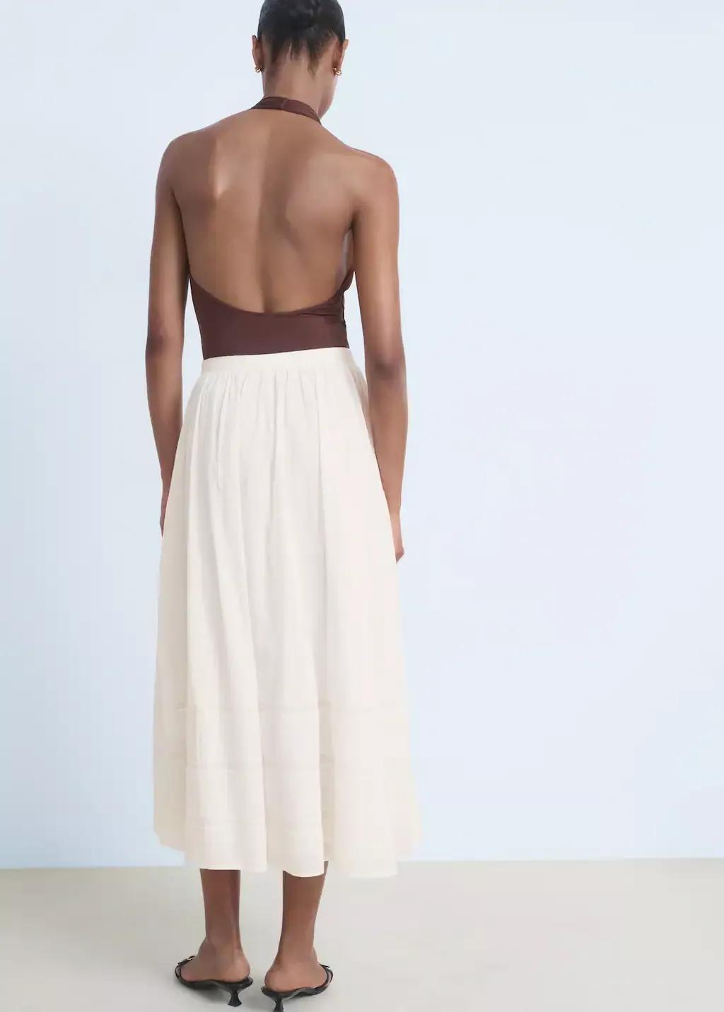 WHITE Lace cotton skirt, White, large image number 4
