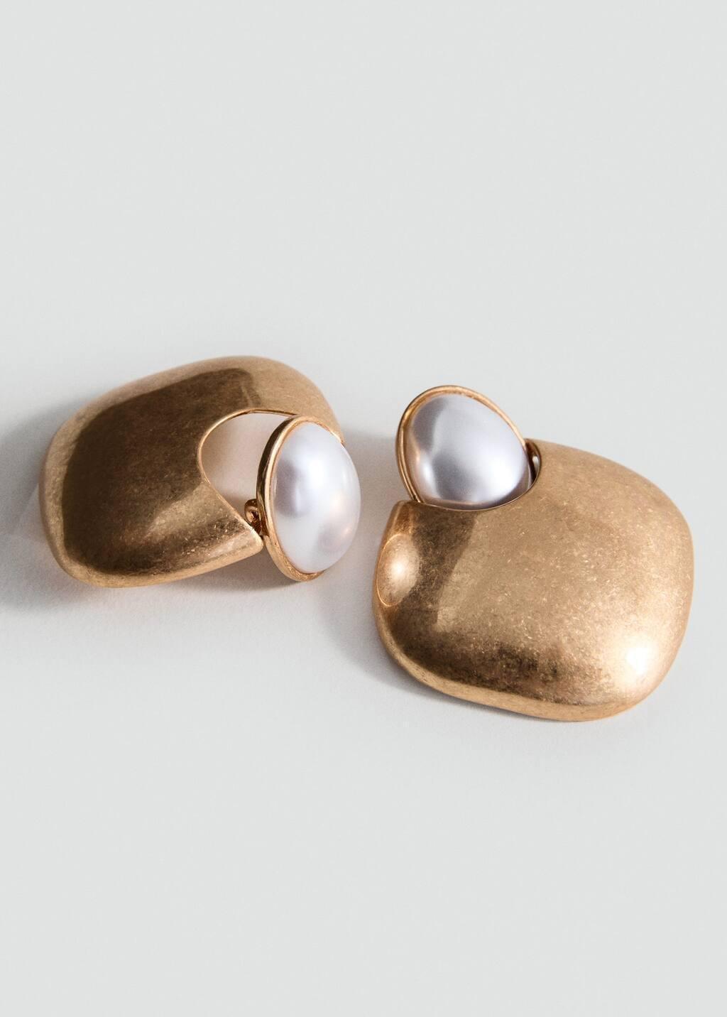 Gold Combined Pearl Earrings, Gold, large image number 0
