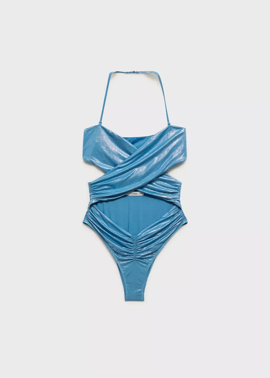 Blue Swimsuit With A Shiny Finish And Cut-Out, , large image number 3