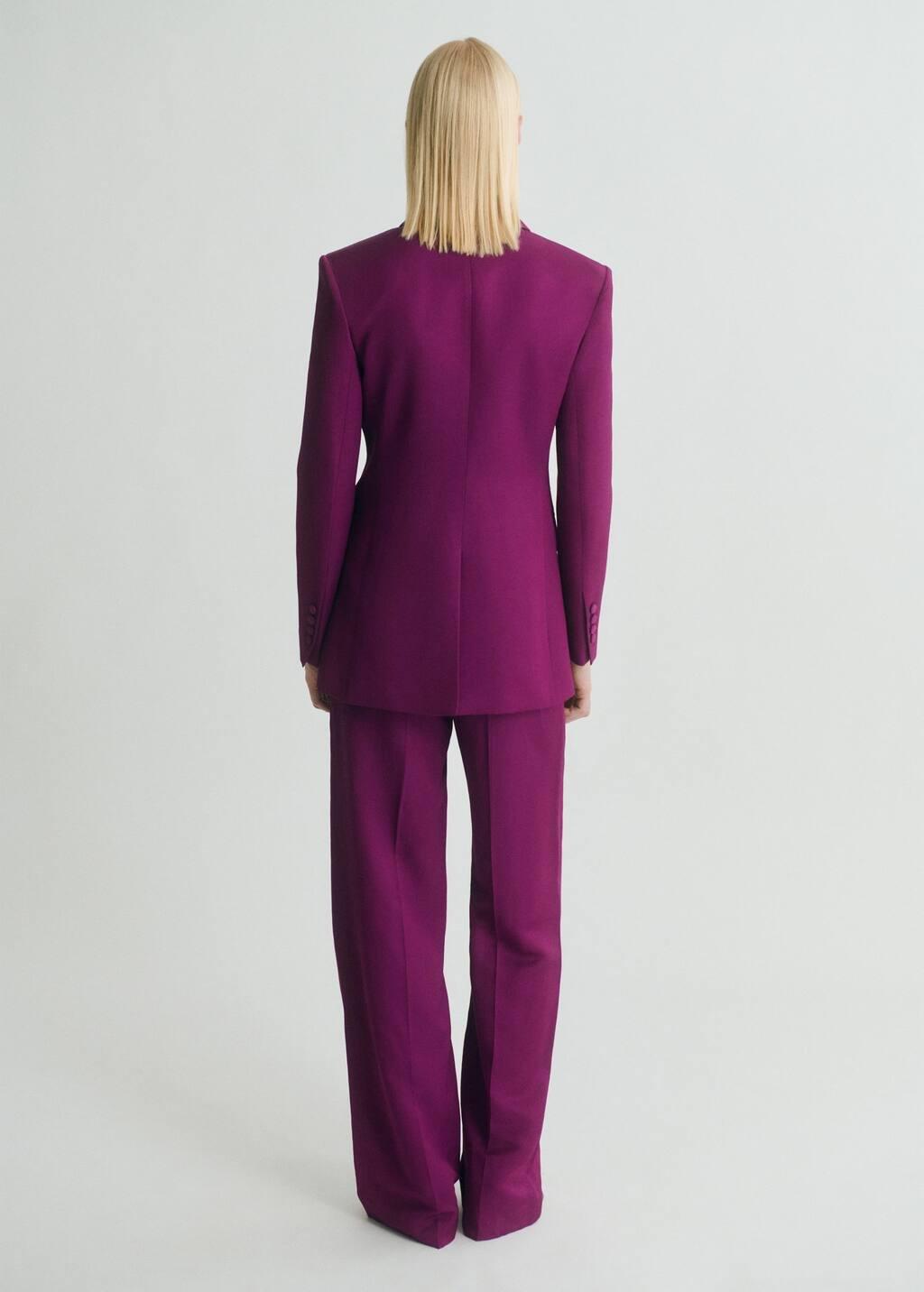 Fuchsia Double-Breasted Suit Blazer With Linen, , large image number 7