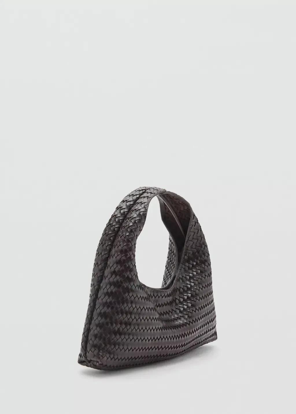 DARK BROWN Braided leather handbag, Dark Brown, large image number 0