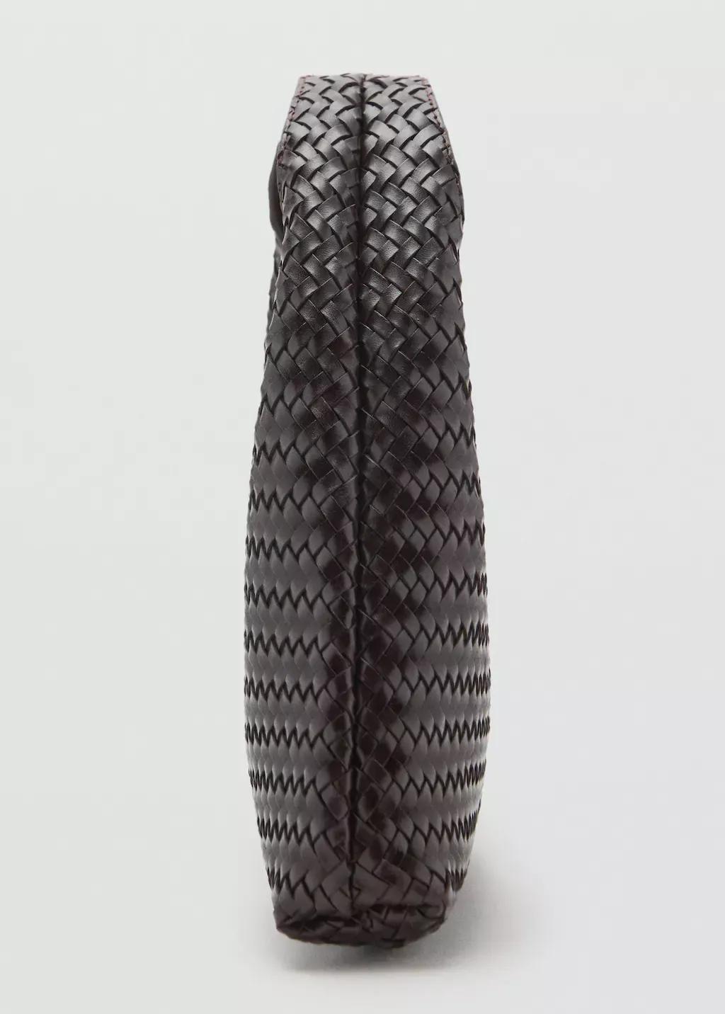 DARK BROWN Braided leather handbag, Dark Brown, large image number 1