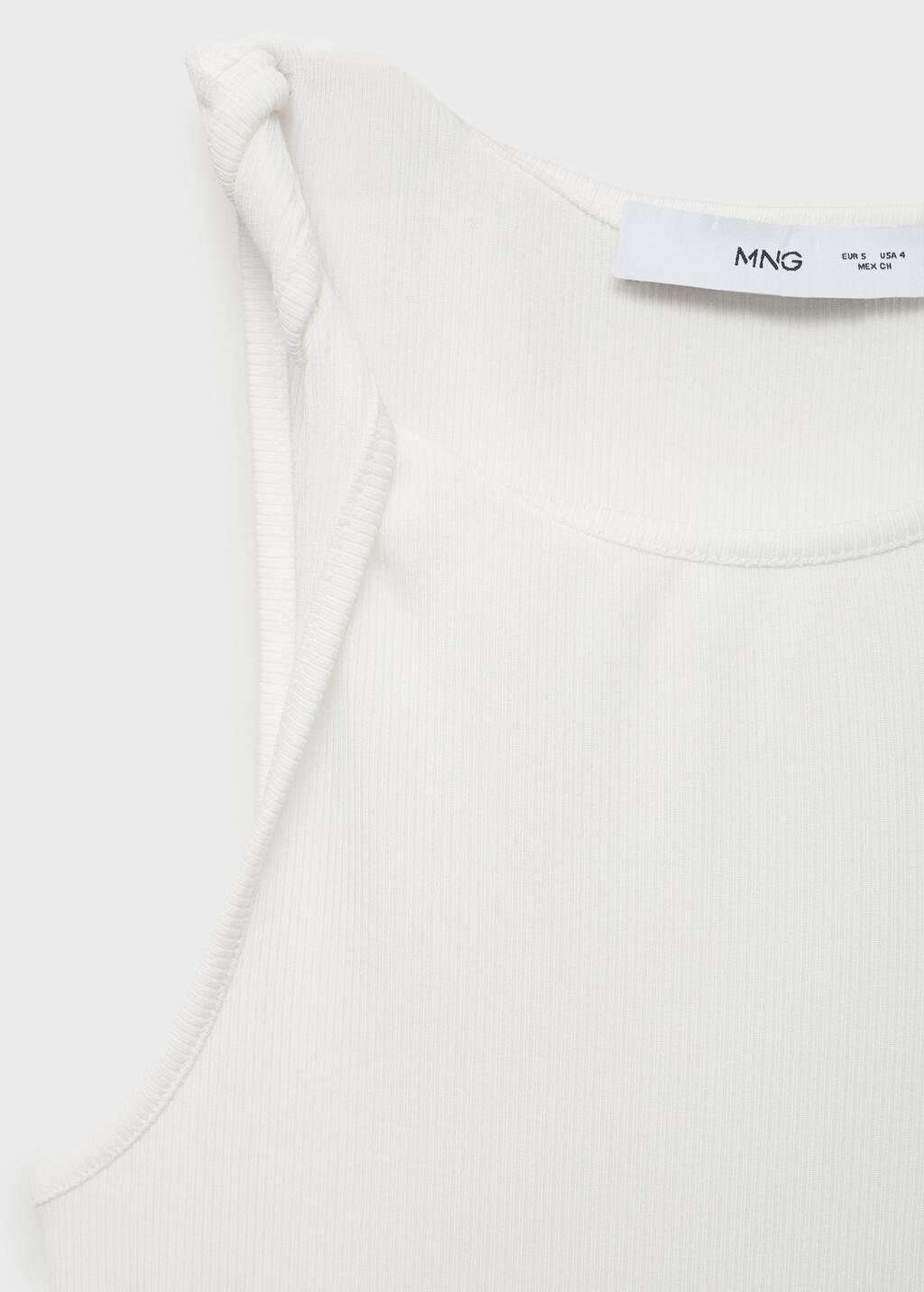 White Ribbed Top With Asymmetrical Straps, , large image number 4