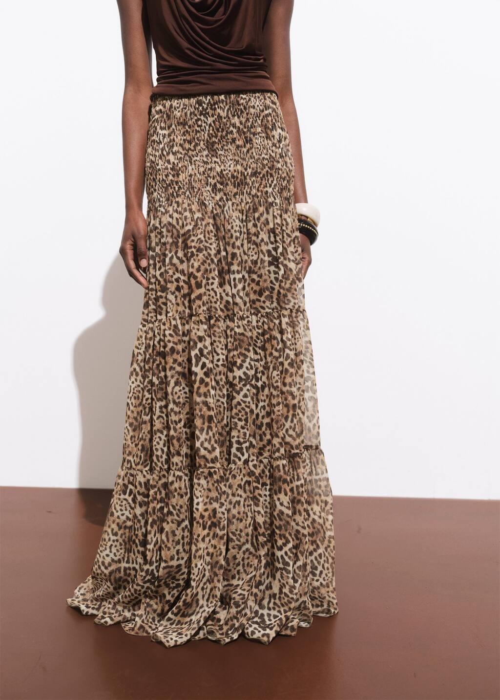 BROWN Leopard-print maxi-skirt, , large image number 0