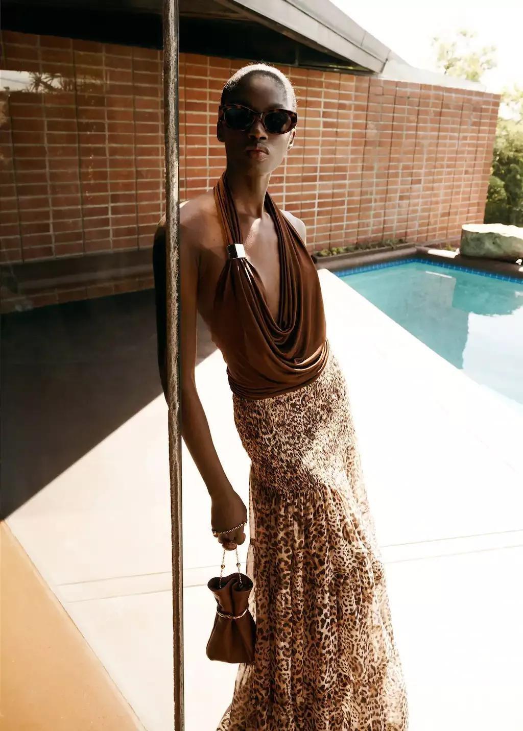 BROWN Leopard-print maxi-skirt, , large image number 6