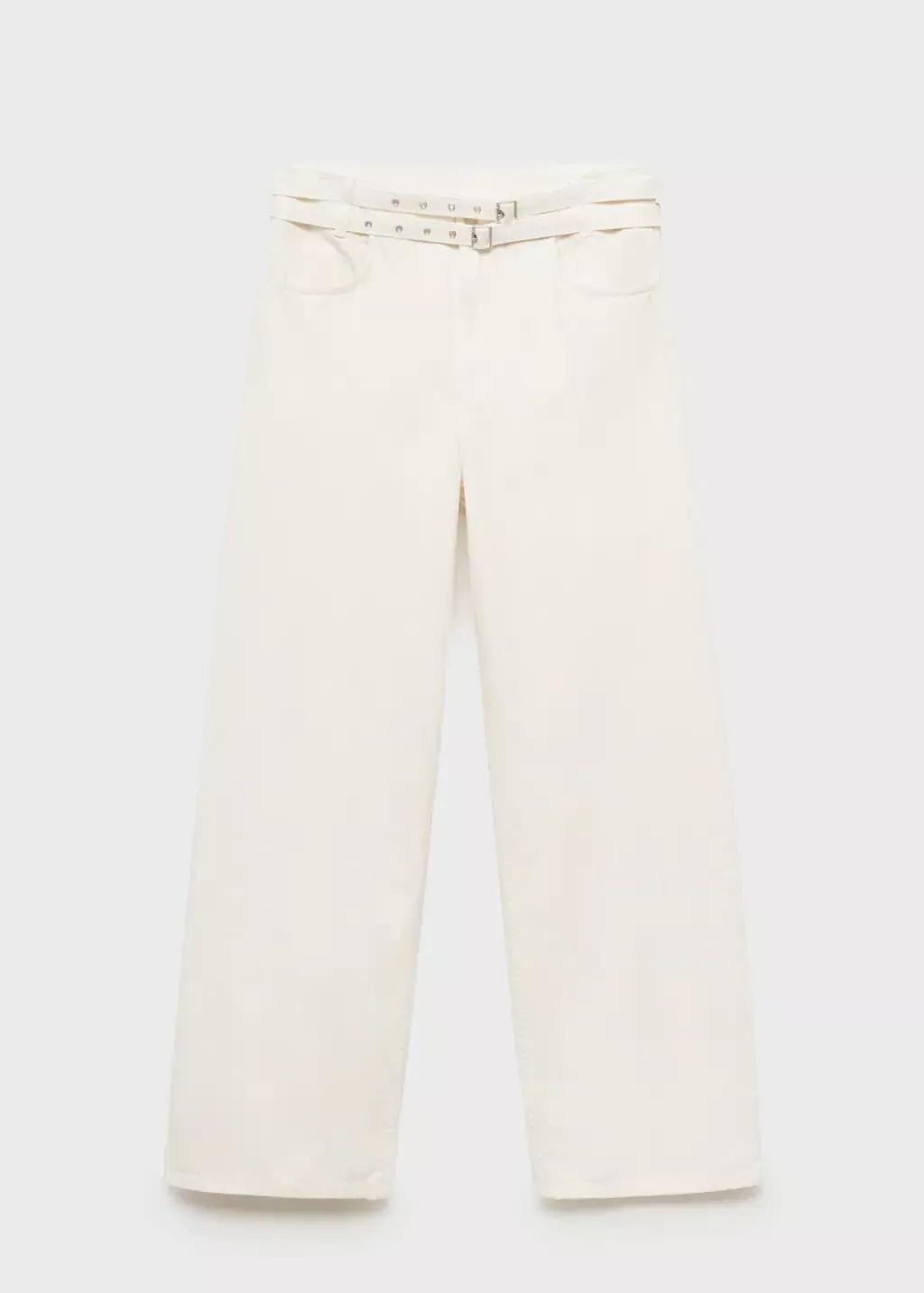 NATURAL WHITE Barrel jeans with double belt, 0201_02, large image number 3