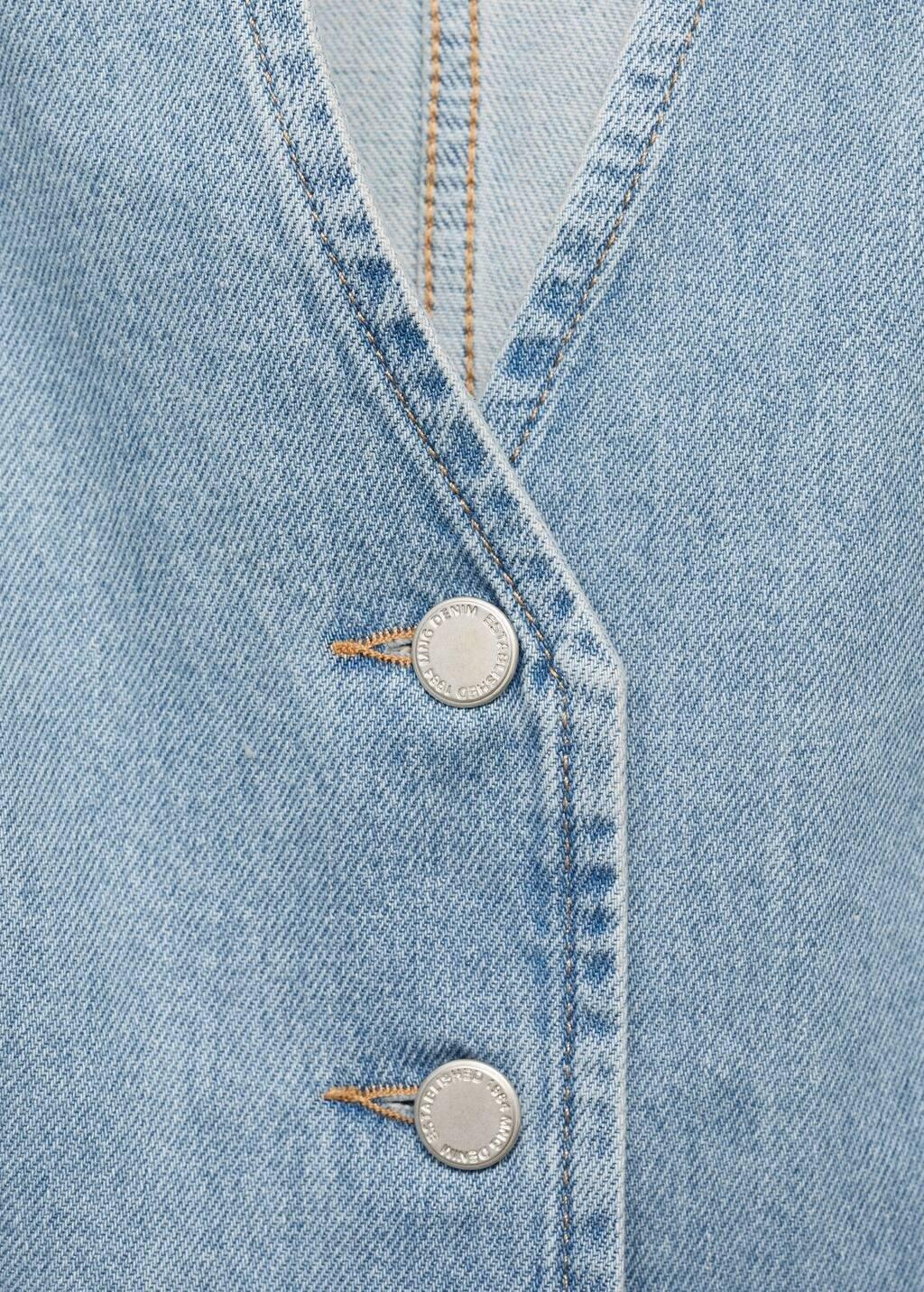 Blue Buttoned Denim Gilet, , large image number 1