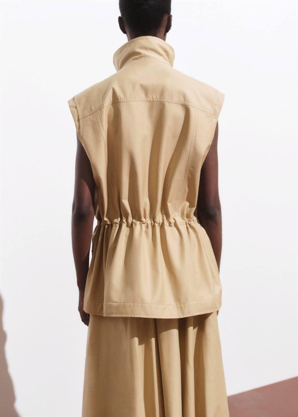 Beige Oversized Waistcoat With Cargo Pockets, , large image number 5