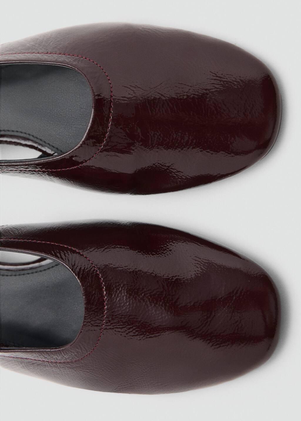 Burgundy Block Heel Leather Shoes, 0201_78, large image number 2